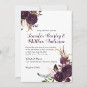 Rustiek Donker Paarse Bloemen Boho Fall Bruiloft Kaart (Voorkant)