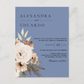 Rustiek Dusty Blue en Boho Wildflower Bruiloft Briefkaart (Voorkant)