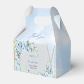 Rustiek Dusty Blue Floral eucalyptus goud lijst Bedankdoosjes (Voorkant Zijde)