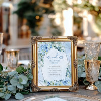 Rustiek Dusty Blue Floral zilver handtekening drin