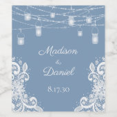 Rustiek Dusty Blue Lights Bruiloft Wijn Label Wijn Etiket (Enkel label)