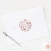 Rustiek Dusty Roze Bloemen Monogram Bruiloft Ronde Sticker (Envelop)