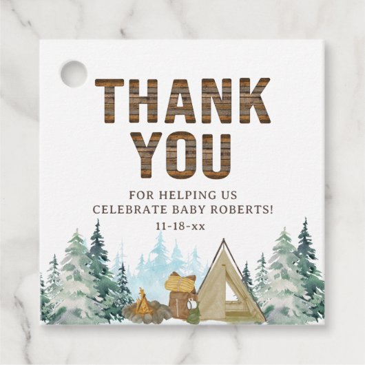Rustiek een beetje camper Baby shower gunsten Bedankjes Labels (Voorkant)