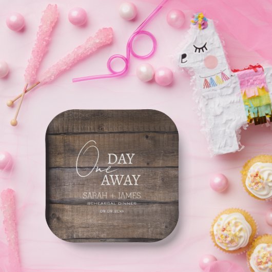 Rustiek een dag weg repetitie diner bruiloft papieren bordje (Feest)