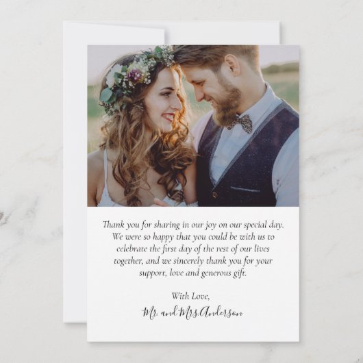 Rustiek Eenvoudig 6 Fotocollage Script Bruiloft Bedankkaart (Achterkant)