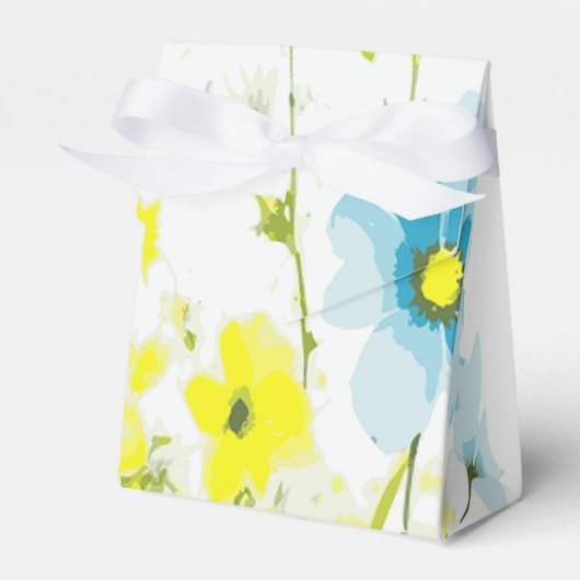 Rustiek Eenvoudig Blauw Geel Poppies Waterverf Bedankdoosjes (Voorkant Zijde)