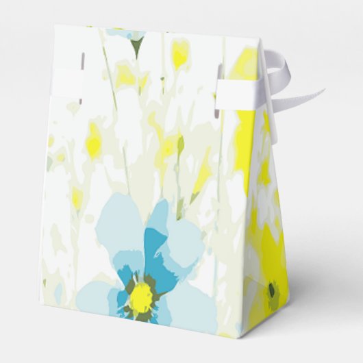 Rustiek Eenvoudig Blauw Geel Poppies Waterverf Bedankdoosjes (Achterkant)