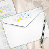 Rustiek Eenvoudig Blauw Geel Poppies Waterverf Etiket