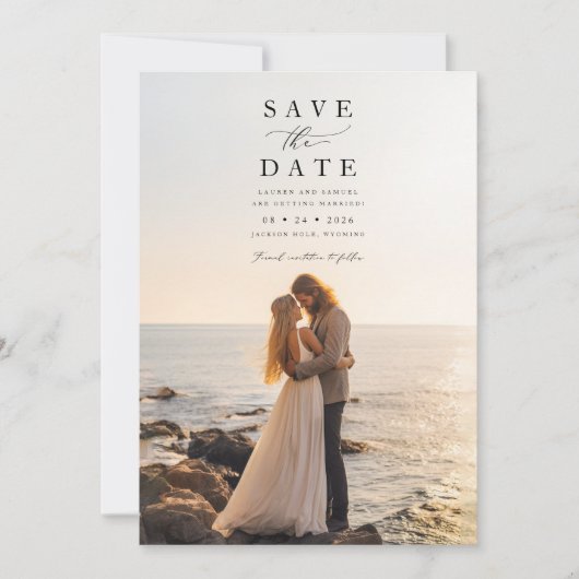 Rustiek Eenvoudige Foto Bruiloft Save the Date Kaart (Voorkant)