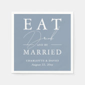 Rustiek Eet Drink en Wees getrouwd Stoffig Blauw B Servet (Voorkant)