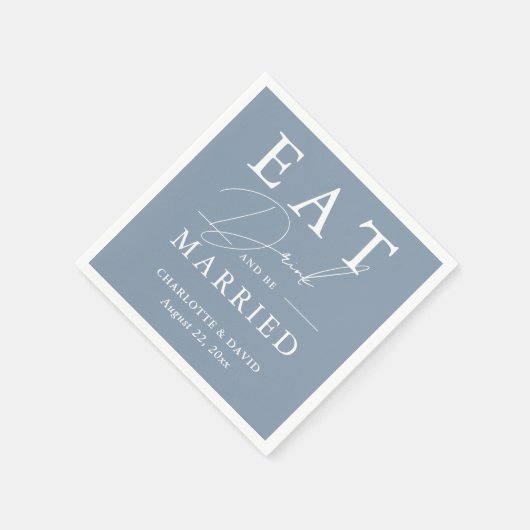 Rustiek Eet Drink en Wees getrouwd Stoffig Blauw B Servet (Hoek)