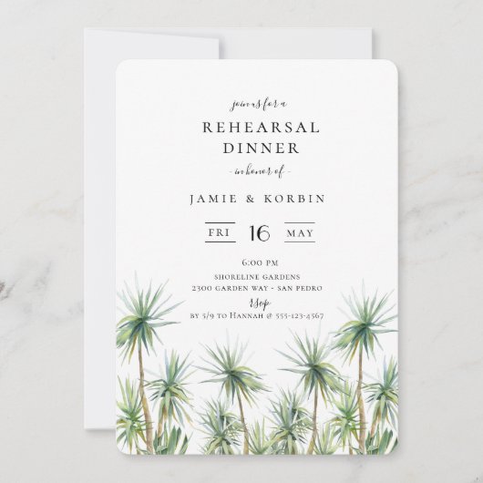 Rustiek eiland Palm Trees bruiloft repetitie diner Kaart (Voorkant)