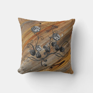 Rustiek Elegance Hout en Rozen Kussen