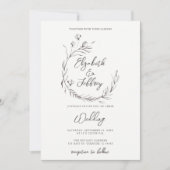 Rustiek Elegant Bloemen Schets Bruiloft Kaart (Voorkant)