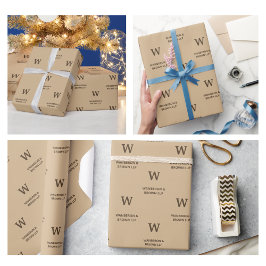 Rustiek Elegant Business Monogram Bruin Cadeaupapier