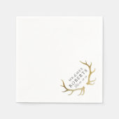 Rustiek & Elegant Goud Antler | Douanenaam Huwelij Servet (Voorkant)