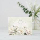 Rustiek Elegant Groen Wit Bloemen RSVP Briefkaart (Staand voorkant)