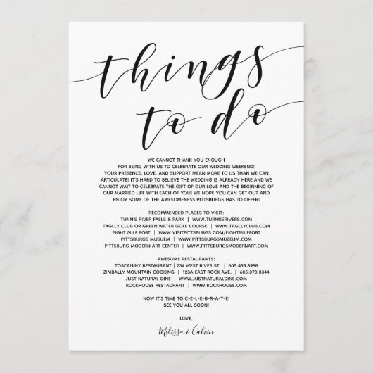 Rustiek Elegant Huwelijk Welkom en Reisschema Kaar Programma (Voorkant)