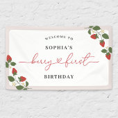 Rustiek Elegant Meisje Berry Eerste Verjaardag Wel Spandoek