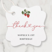 Rustiek Elegant Meisje's Berry Eerste Verjaardag Bedankjes Labels (Voorkant)