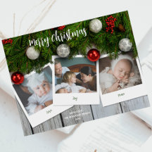 Rustiek Elegant Pine Wood Foto Vrolijk Kerstfeest