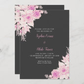 Rustiek Elegant Roze Rozen Herfst Shadow Grey Brui Kaart (Voorkant / Achterkant)