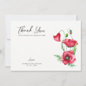 Rustiek Elegant Waterverf Script Red Poppy bruilof Bedankkaart (Voorkant)