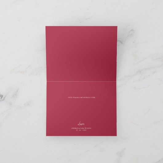 Rustiek Elegant Waterverf Script Red Poppy bruilof Bedankkaart (Binnen)