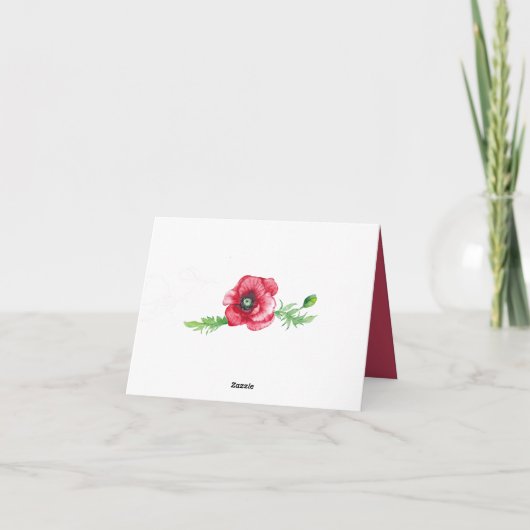 Rustiek Elegant Waterverf Script Red Poppy bruilof Bedankkaart (Achterkant)