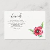 Rustiek Elegant Waterverf Script Red Poppy bruilof Informatiekaartje (Voorkant)