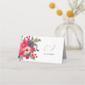 Rustiek Elegant Winter Bloemen rood groen (Achterkant)