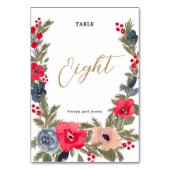 Rustiek Elegant Winter Bloemen rood groen Kaart (Achterkant)