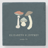Rustiek Elegant Woodland Wild Champignons Bruiloft Stenen Onderzetter (Voorkant)