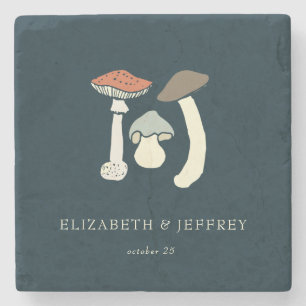 Rustiek Elegant Woodland Wild Champignons Bruiloft Stenen Onderzetter