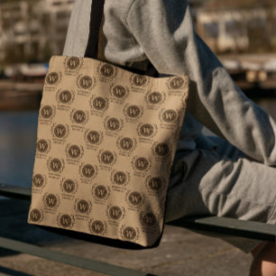 Rustiek Elegant Zakelijke Krans Monogram Bruin Draagtas