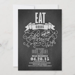 Rustiek eten drink en getrouwd vrijgezellenfeest kaart
