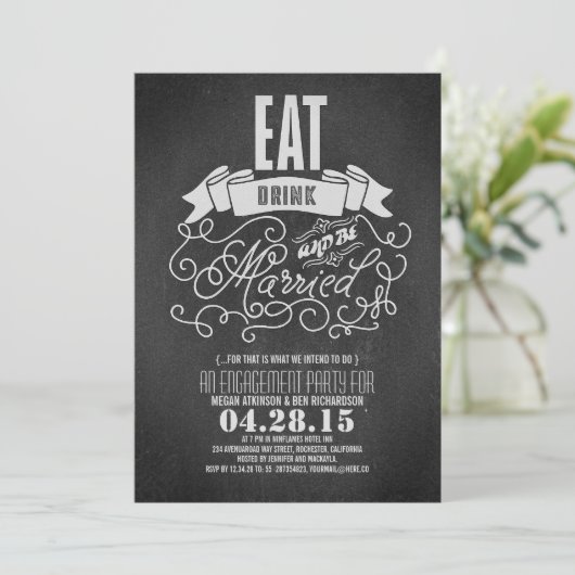Rustiek eten drink en worden getrouwd verlovingsfe kaart (Staand voorkant)