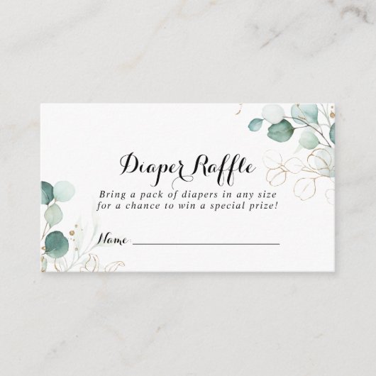 Rustiek Eucalyptus Goud Bloemenluier Raffle Ticket Informatiekaartje (Voorkant)