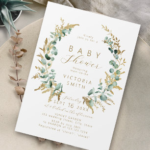 Rustiek eucalyptus goud groen boho Baby shower Kaart