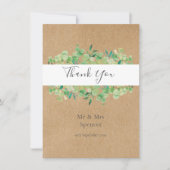 Rustiek eucalyptus groen dank u bruiloft bedankkaart (Voorkant)