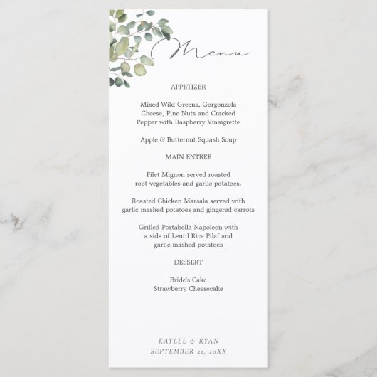 Rustiek eucalyptus lang menu (Voorkant)