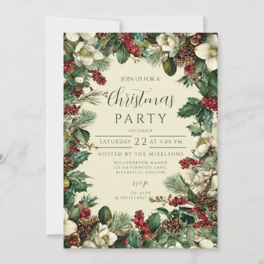 Rustiek Evergreen Berry kerstfeest Kaart (Voorkant)