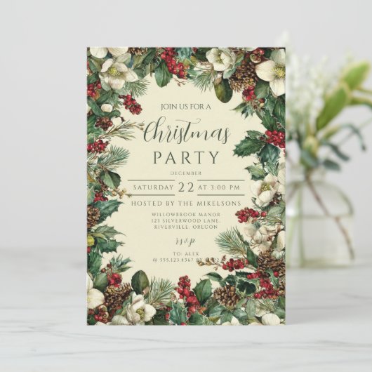 Rustiek Evergreen Berry kerstfeest Kaart (Staand voorkant)