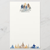 Rustiek Evergreen Trees Monogram Papier Papier (Voorkant)