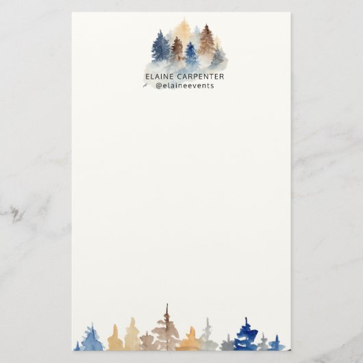 Rustiek Evergreen Trees Monogram Papier Papier (Voorkant)