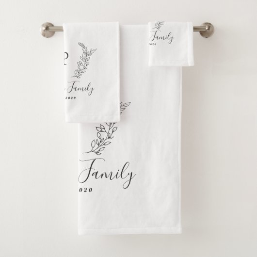 Rustiek familie monogram en naam gepersonaliseerd  bad handdoek (Insitu)