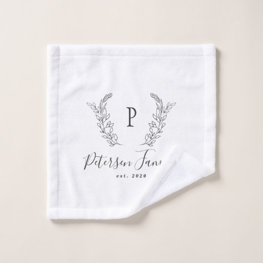 Rustiek familie monogram en naam gepersonaliseerd  bad handdoek (Wasdoekje)