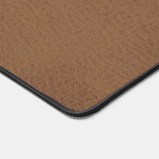 Rustiek Faux Bruin Leder Custom Monogram Bureaumat (Hoek)