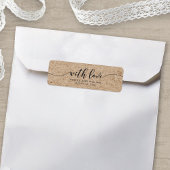 Rustiek Faux Kraft Script Met Liefde Bruiloft Favo Etiket