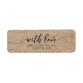 Rustiek Faux Kraft Script Met Liefde Bruiloft Favo Etiket (Voorkant)